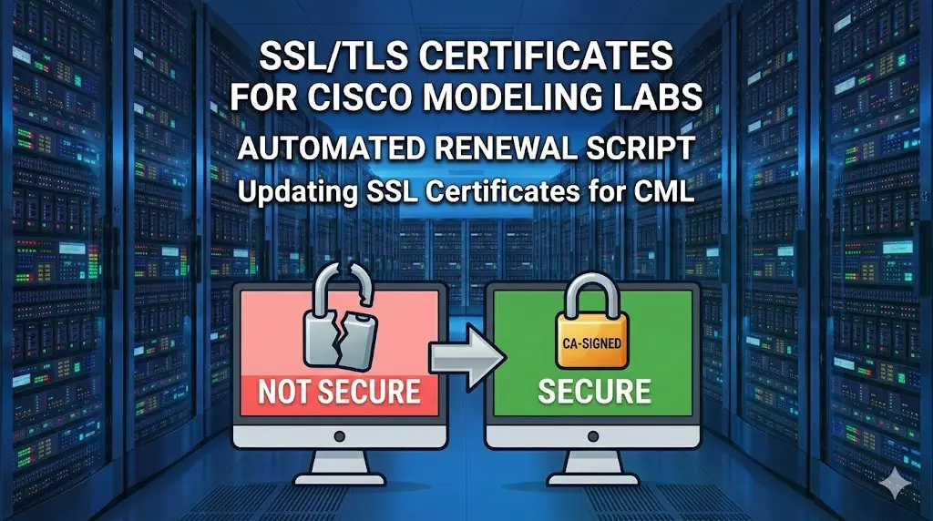 Cisco Modeling Labs login page secured with a CA-signed wildcard certificate